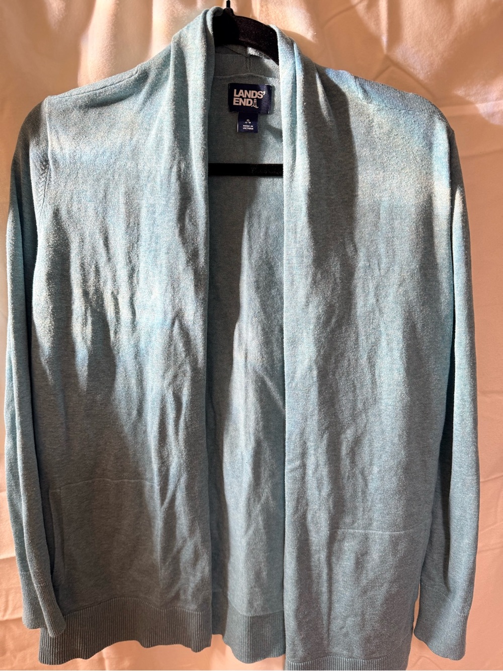 Lands' End Open-Front Cardigan business casual cozy western minimalist flannel S